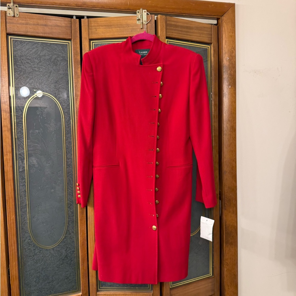 Lauren Ralph Lauren Red Military Style Coat, BRAND NEW
